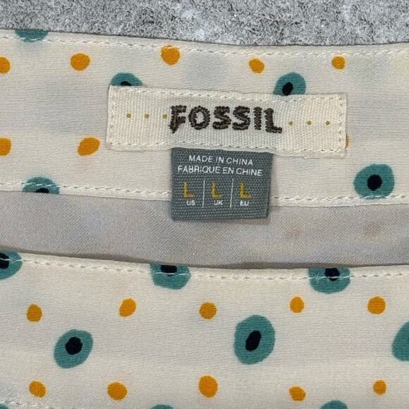 FOSSIL 100% SILK DRESS BOHO PRINT w/LINING WOMENS SZ L LARGE - Picture 2 of 5